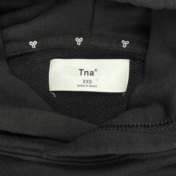 TNA Aritzia The Perfect Crop Terry Hoodie Light Size XXS Black - Picture 4 of 6